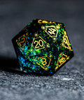 URWizards D&D Resin Dark Green Aurora Engraved Dice Set Astrology Style - Urwizards