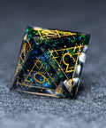 URWizards D&D Resin Dark Green Aurora Engraved Dice Set Astrology Style - Urwizards