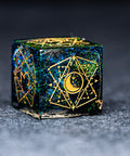 URWizards D&D Resin Dark Green Aurora Engraved Dice Set Astrology Style - Urwizards