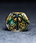 URWizards D&D Resin Dark Green Aurora Engraved Dice Set Astrology Style - Urwizards