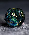 URWizards D&D Resin Dark Green Aurora Engraved Dice Set YEET & F*CK - Urwizards