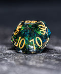 URWizards D&D Resin Dark Green Aurora Engraved Dice Set YEET & F*CK - Urwizards
