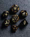 URWizards D&D Engraved Obsidian Dice Set Meow Style - Urwizards