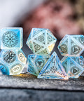 URWizards Dnd Engraved Opalite Stone Dice Set Nordic Style - Urwizards