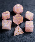 URWizards Dnd Engraved Rose Quartz Dice Set Astrology Style - Urwizards
