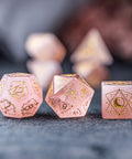 URWizards Dnd Engraved Rose Quartz Dice Set Astrology Style - Urwizards