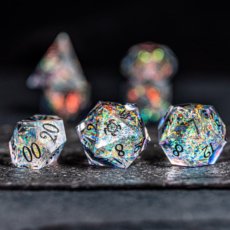 URWizards D&D Resin Opal Engraved Dice Set Turtle Style - Urwizards