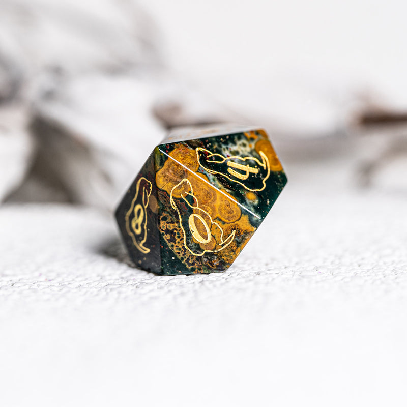 URWizards D&D Engraved Indian Agate Dice Set Dog Style - Urwizards