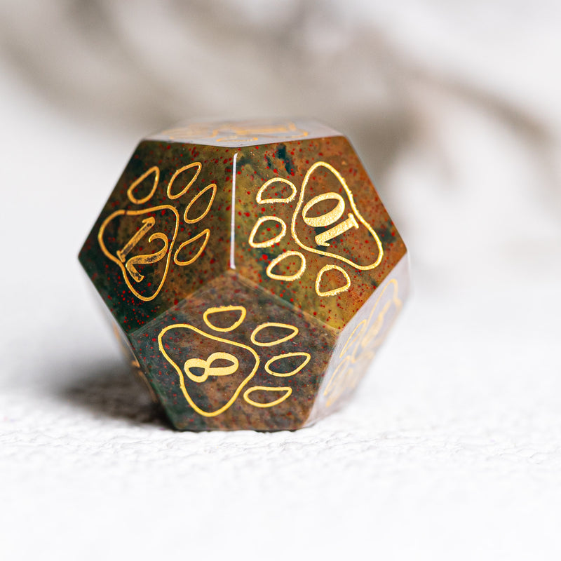 URWizards D&D Engraved Indian Agate Dice Set Dog Style - Urwizards