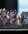 URWizards D&D Resin Night Neon Engraved Dice Set Astrology Style - Urwizards