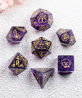 URWizards D&D Engraved Amethyst Dice Set Dog Style - Urwizards