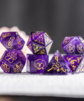 URWizards D&D Engraved Amethyst Dice Set Dog Style - Urwizards