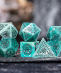 URWizards Dnd Engraved Amazonite Dice Set Nordic Style - Urwizards