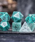 URWizards D&D Amazonite Engraved Dice Set Astrology Style - Urwizards