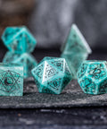 URWizards D&D Amazonite Engraved Dice Set Astrology Style - Urwizards