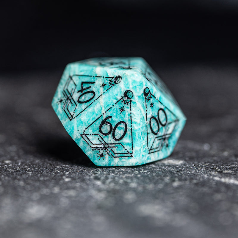 URWizards D&D Amazonite Engraved Dice Set Astrology Style - Urwizards