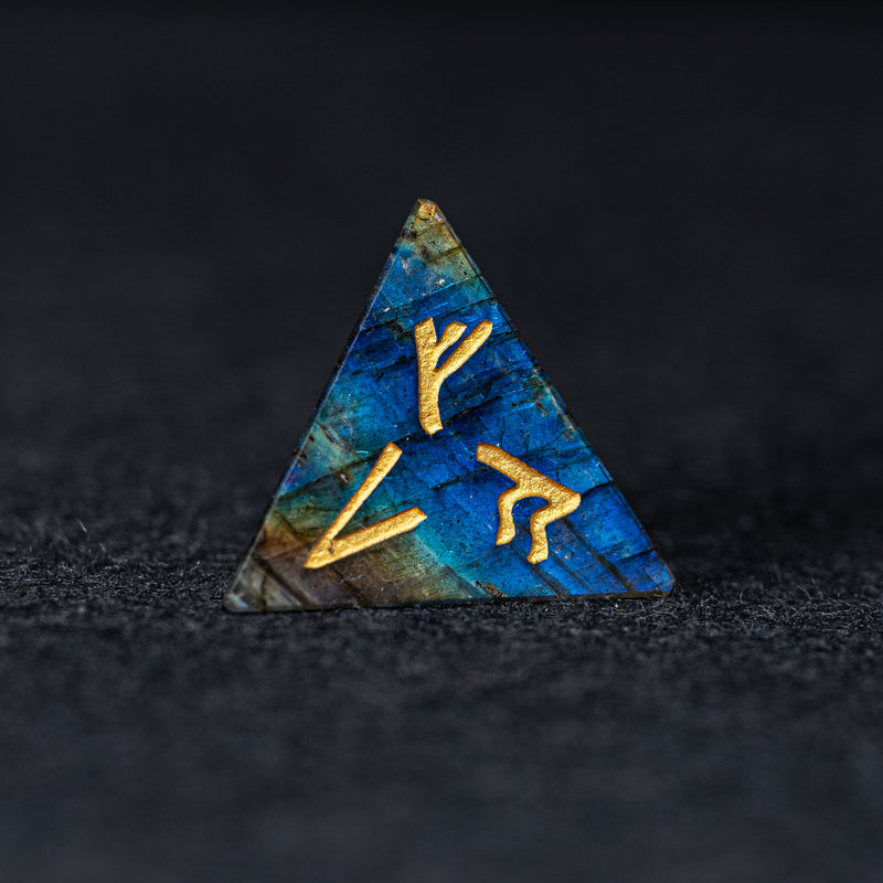 URWizards D&D Labradorite Gemstone Engraved Dice Set Runes Numbers - Urwizards