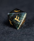 URWizards D&D Labradorite Gemstone Engraved Dice Set Runes Numbers - Urwizards
