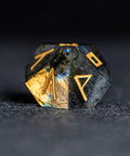 URWizards D&D Labradorite Gemstone Engraved Dice Set Runes Numbers - Urwizards
