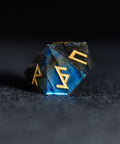 URWizards D&D Labradorite Gemstone Engraved Dice Set Runes Numbers - Urwizards