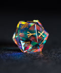URWizards D&D Dichroic Prism Glass Gemstone Engraved Dice Set Runes Numbers - Urwizards