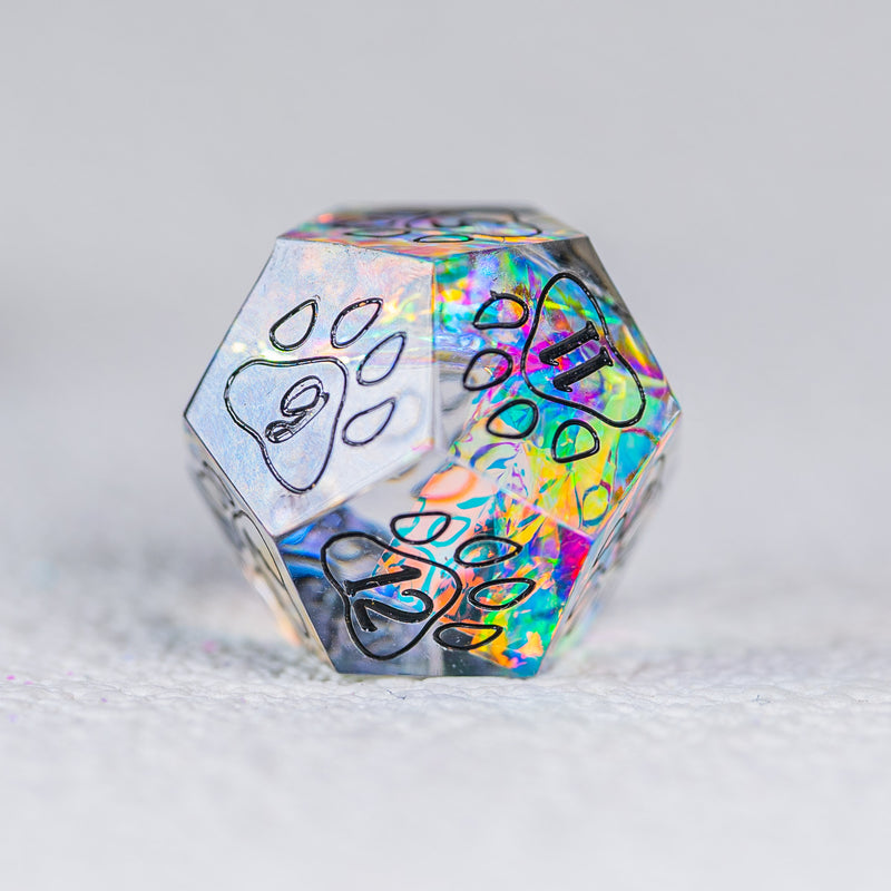 URWizards D&D Resin Opal Engraved Dice Set Dog Style - Urwizards