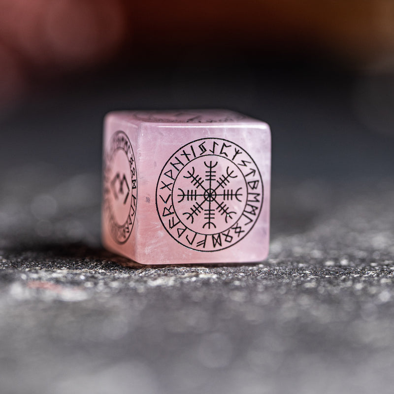 URWizards Dnd Engraved Rose Quartz Dice Set Nordic Style - Urwizards