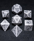 URWizards D&D White Howlite Engraved Dice Set Astrology Style - Urwizards