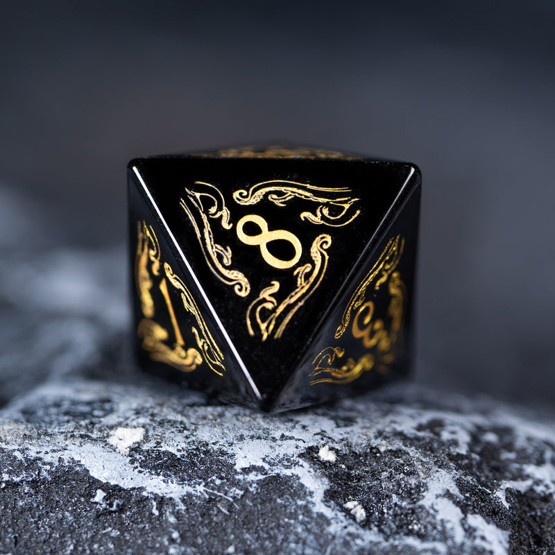 URWizards Dnd Engraved Obsidian Dice Set Cthulhu Style - Urwizards