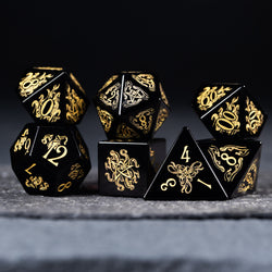 URWizards Dnd Engraved Obsidian Dice Set Cthulhu Style - Urwizards