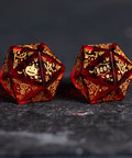 URWizards D&D Garnet Glass Engraved Dice Set Halloween Style - Urwizards