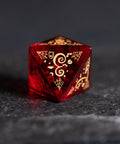 URWizards D&D Garnet Glass Engraved Dice Set Halloween Style - Urwizards