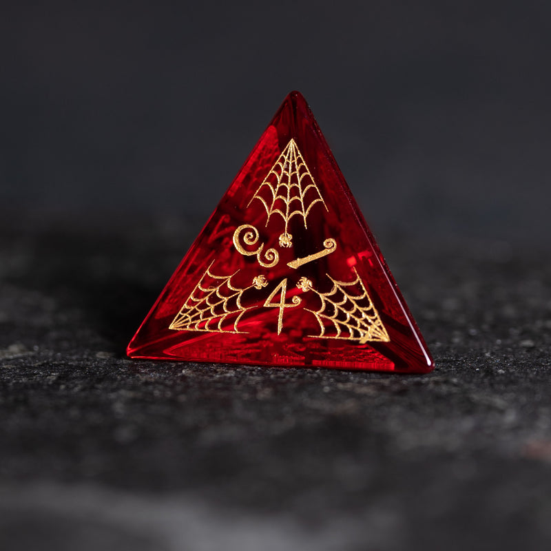 URWizards D&D Garnet Glass Engraved Dice Set Halloween Style - Urwizards