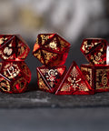 URWizards D&D Garnet Glass Engraved Dice Set Halloween Style - Urwizards