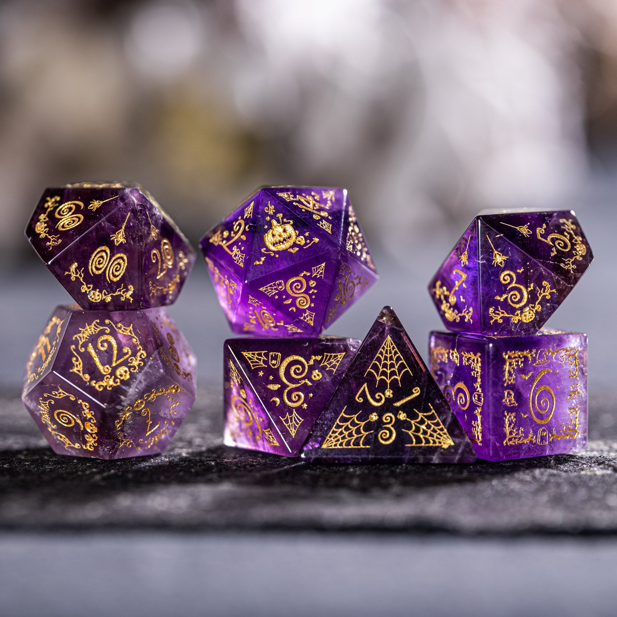 Amethyst Gem Dice Set selling