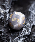 URWizards Dnd Engraved Grey Cat's Eye Stone Dice Set Cthulhu Style - Urwizards
