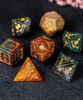 URWizards D&D Indian Agate Engraved Dice Set Halloween Style - Urwizards