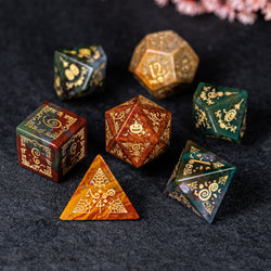 URWizards D&D Indian Agate Engraved Dice Set Halloween Style - Urwizards