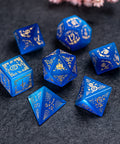 URWizards D&D Blue Cat's Eye Engraved Dice Set Halloween Style - Urwizards