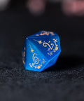 URWizards D&D Blue Cat's Eye Engraved Dice Set Halloween Style - Urwizards