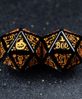 URWizards D&D Obsidian Engraved Dice Set Halloween Style - Urwizards