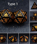 URWizards D&D Obsidian Engraved Dice Set Halloween Style - Urwizards