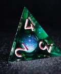 URWizards D&D Starry Liquid Heart Resin Engraved Dice Set Emerald - Urwizards