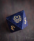 Dnd Blue Sandstone Engraved Dice Set Moon Star Style - Urwizards