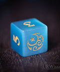 URWizards Dnd Aqua Cat's Eye Engraved Dice Set Moon Star Style - Urwizards