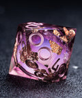 URWizards D&D Wine Liquid Heart Resin Engraved Dice Set Copper Flakes - Urwizards