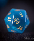 URWizards Dnd Aqua Cat's Eye Engraved Dice Set Moon Star Style - Urwizards