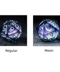 URWizards D&D Starry Liquid Heart Resin Engraved Dice Set Moon - Urwizards