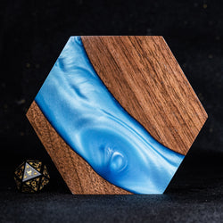 URWizards Walnut & Resin D&D Dice Box Blue Glitter - Urwizards