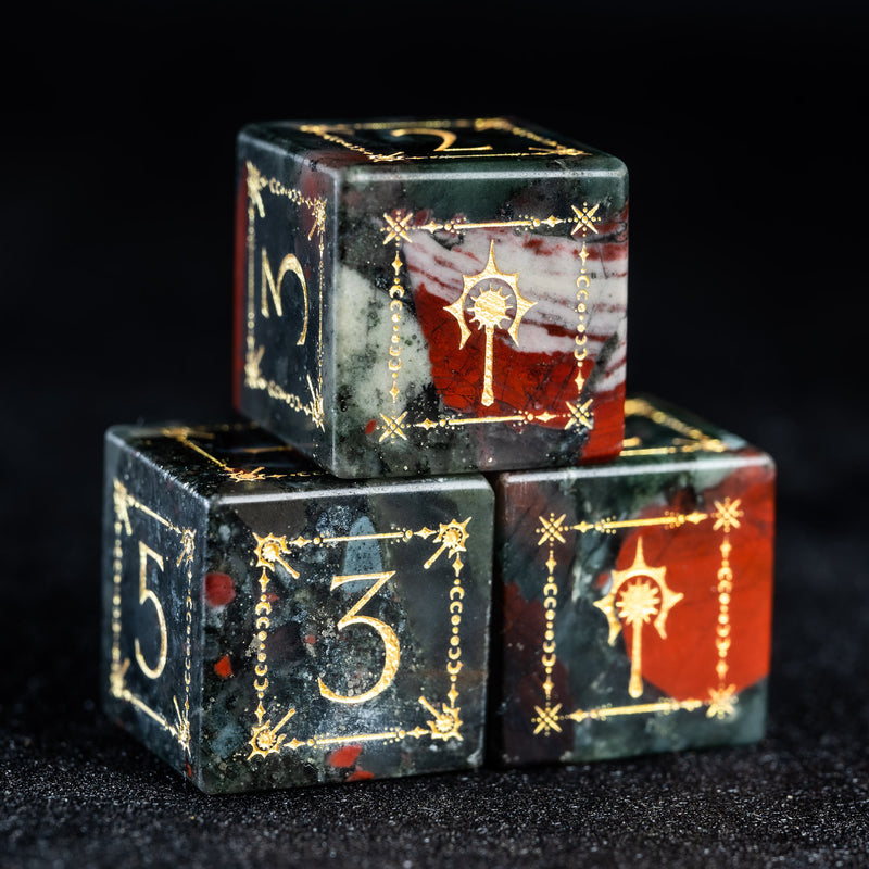 URWizards D&D Bloodstone Engraved Dice Set Cleric Style - Urwizards